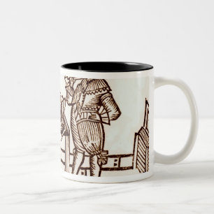 De Café Em Dois Tons Uma câmara ao corrente com tubulação e caneca p