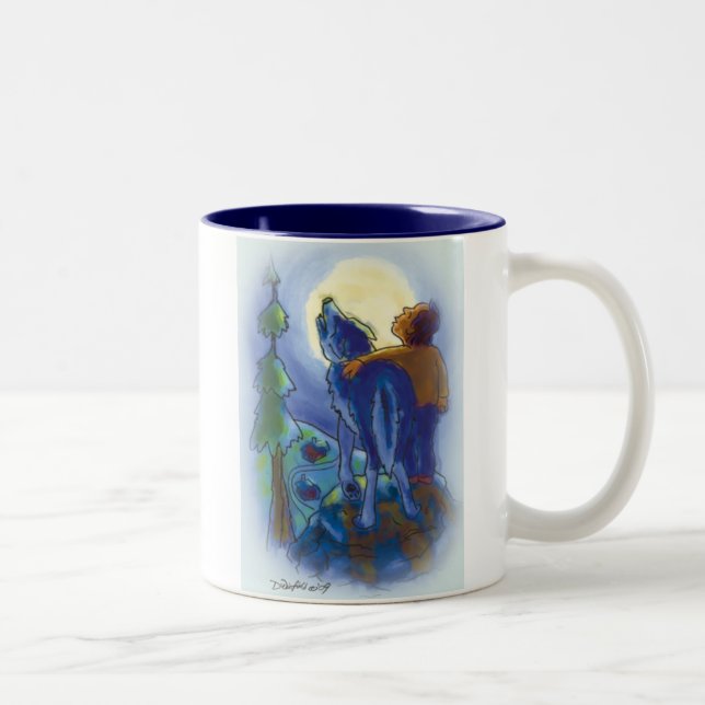De Café Em Dois Tons Urro com caneca dos lobos (Direita)
