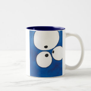 De Café Em Dois Tons Vendo o olho para eye para eye, azul, caneca