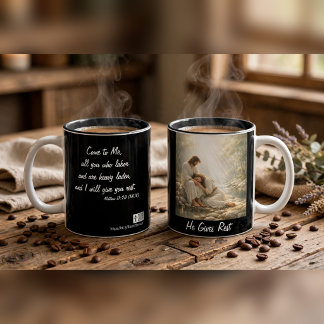 De Café Em Dois Tons Venha a Mim e Descanse - Caneca