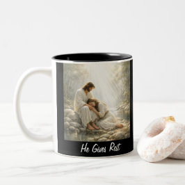 De Café Em Dois Tons Venha a Mim e Descanse - Caneca