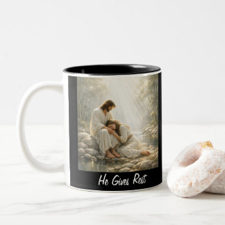 De Café Em Dois Tons Venha a Mim e Descanse - Caneca