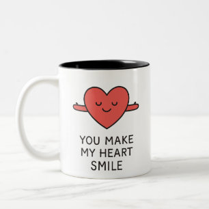 De Café Em Dois Tons "VOCÊ FAZ O MEU CORAÇÃO SORRIR" Caneca Gráfica Fof