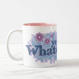 De Café Em Dois Tons yeah o que quer que… caneca azul & cor-de-rosa d