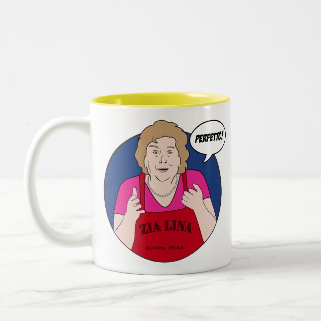 De Café Em Dois Tons Zia Lina "Perfetto!" Caneca (Esquerda)