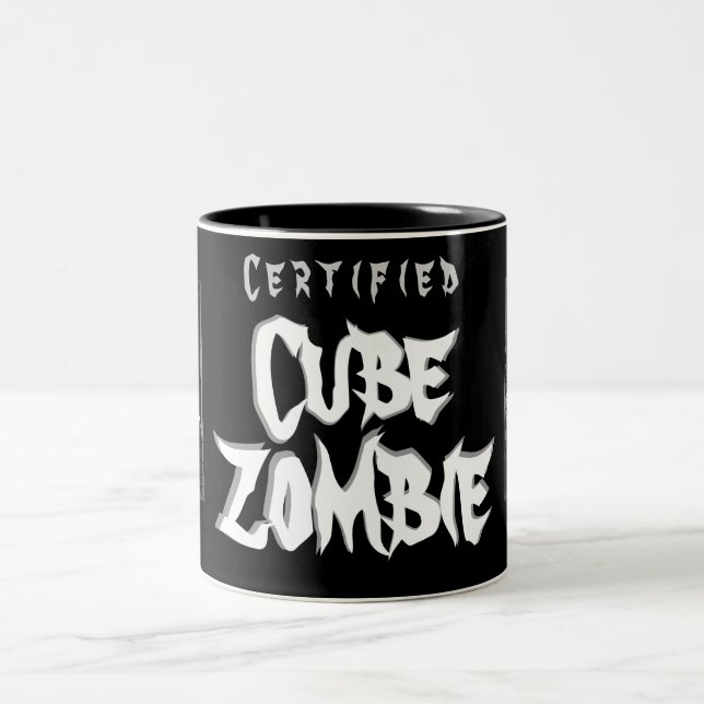 De Café Em Dois Tons Zombi certificado do cubo - café, chá ou caneca (Centro)