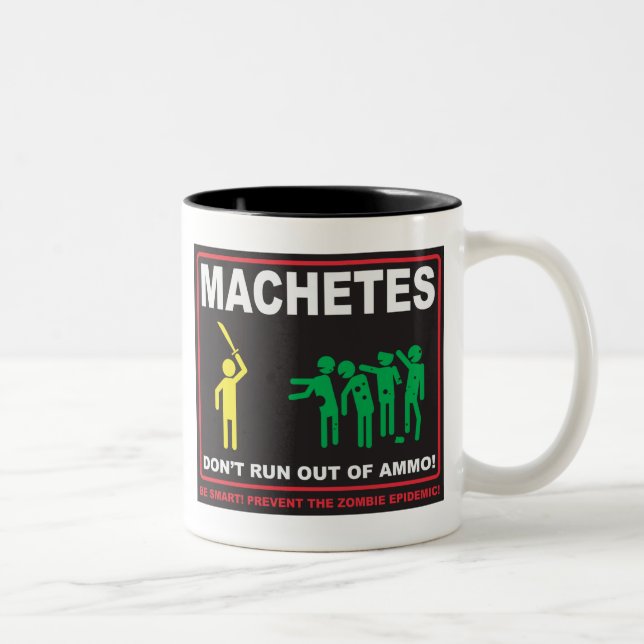De Café Em Dois Tons Zombis: Os machetes não funcionam fora da caneca (Direita)