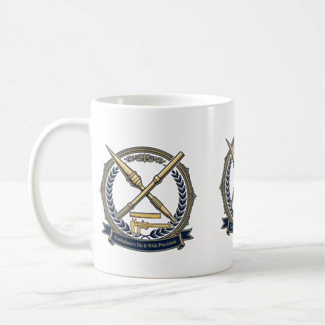 De Café Embalmadores Fazem Com Precisão — Caneca Divertida (Esquerda)