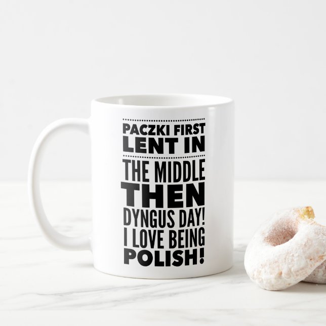 De Café Engraçado caneca polonesa, Paczki Primeiro (Com Donut)