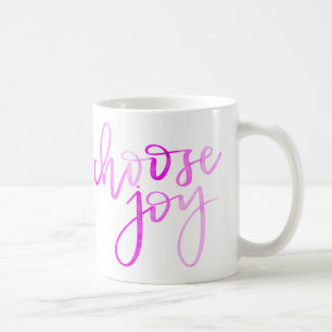 De Café Escolha a caneca da caligrafia da alegria - rosa