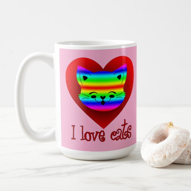 De Café Estampa Animal - I Love Cats - Caneca (Com Donut)