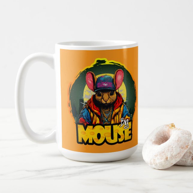 De Café Estampa Hip Hop - Big mouse - Caneca (Com Donut)