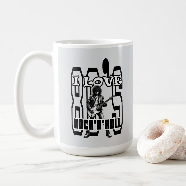 De Café Estampa Rock - I Love 80s Rock’n’Roll – Caneca (Com Donut)