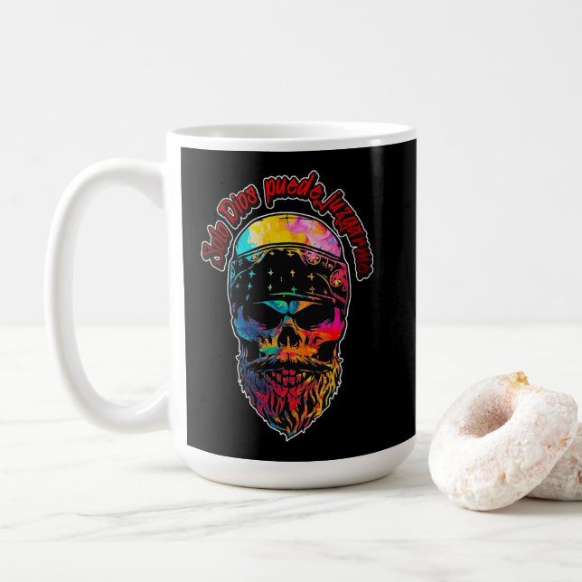 De Café Estampas Hip Hop - Colorful Skull - Caneca (Com Donut)
