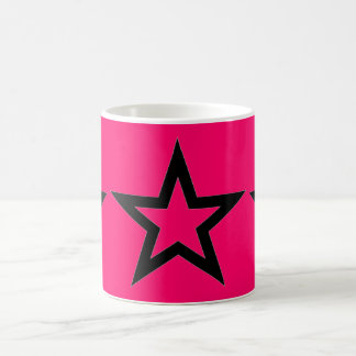 De Café Estrelas pretas no rosa - caneca