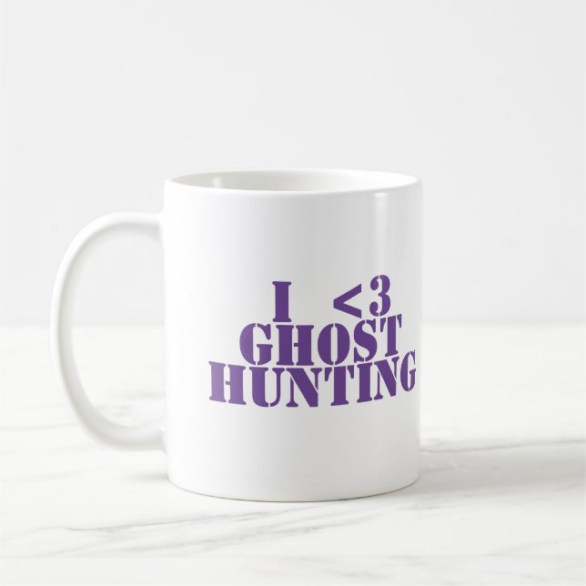 De Café "Eu <3 caçando fantasmas", caneca assustadora (Esquerda)