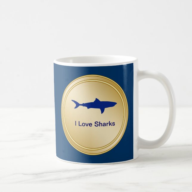 De Café Eu amo a caneca da bebida dos tubarões (Direita)