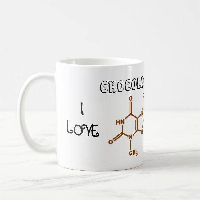 De Café Eu amo a caneca do chocolate & da cafeína (Esquerda)