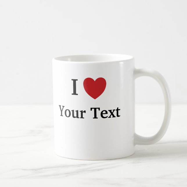 De Café Eu amo a caneca do modelo - adicione o texto (Direita)