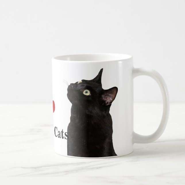 De Café Eu amo a caneca dos gatos pretos (Direita)