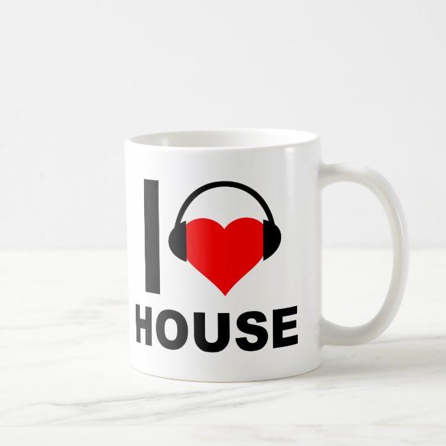 De Café Eu Amo Caneca Engraçada da Casa (Direita)