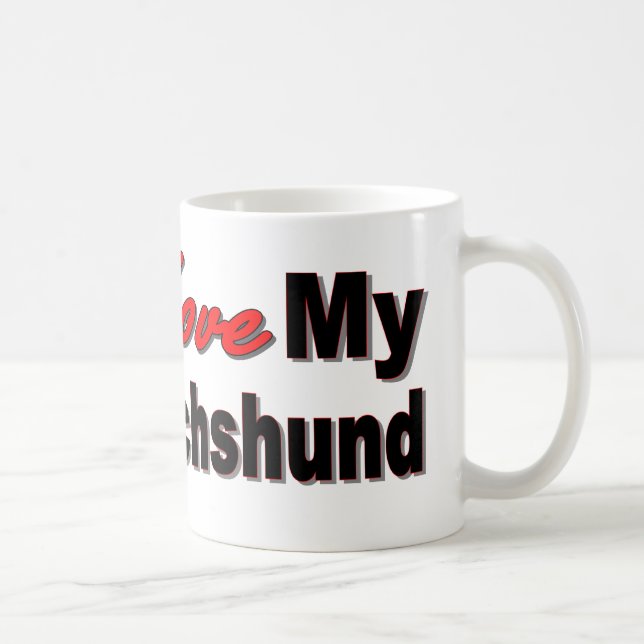 De Café Eu amo minha caneca do Dachshund (Direita)