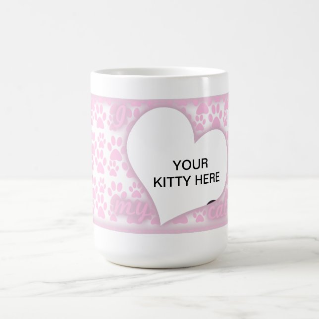 De Café Eu amo minha caneca do rosa do gato (Centro)