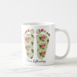 De Café Eu amo o reflexologist floral da caneca dos pés do