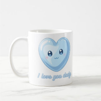 De Café Eu Amo Você Papai Caneca - Coração Azul Fofo Kawai