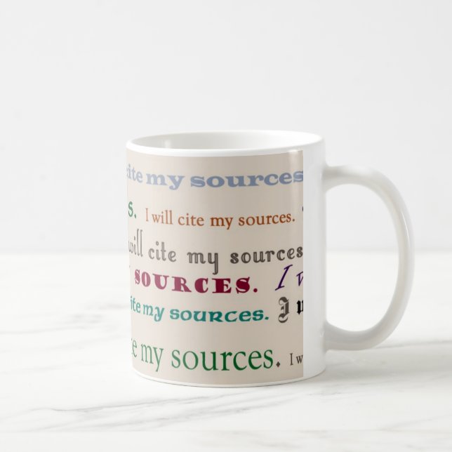 De Café "Eu mencionarei minhas fontes." Caneca (Direita)