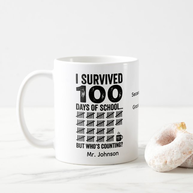 De Café Eu Sobrevivi 100 Dias Caneca (Com Donut)