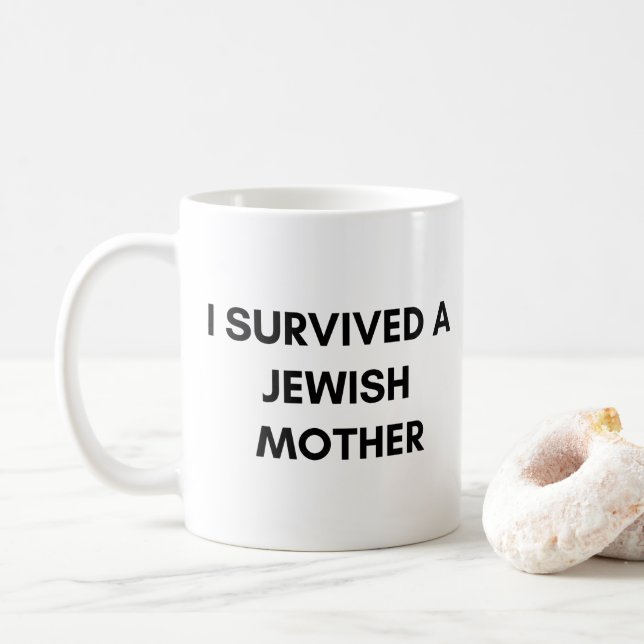 De Café Eu sobrevivi a uma caneca judaica da mãe (Com Donut)