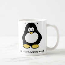 "Eu sou pinguim, ouço-me gritar" caneca branca