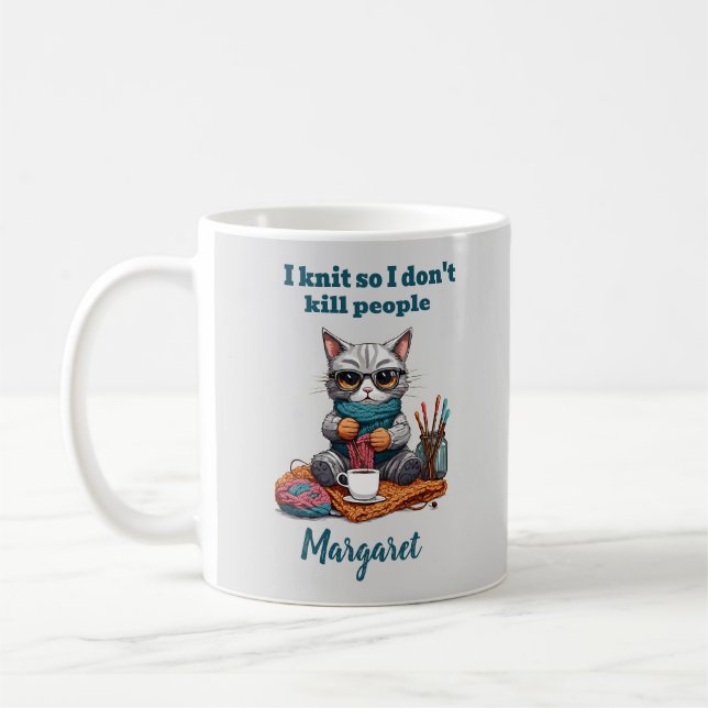 De Café Eu tricô para não matar pessoas Caneca engraçada (Esquerda)