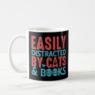 De Café Facilmente Distraído por Gatos e Livros caneca pre