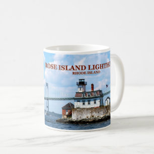 De Café Farol cor-de-rosa da ilha, Rhode - caneca da ilha