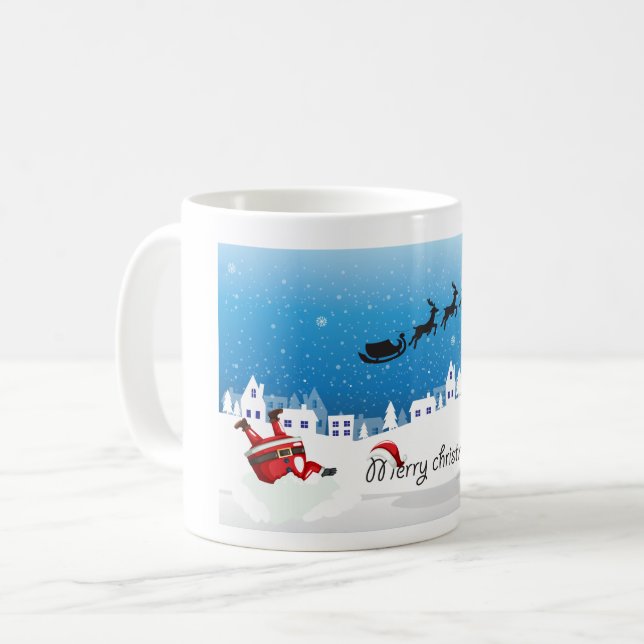 De Café feliz natal desenhado caneca (Frente Esquerda)
