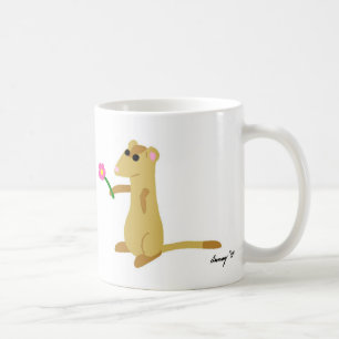 De Café Ferret Segurando Uma Caneca Flor