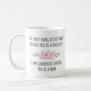 De Café Filha Mãe Netos Florais Caneca do Dia das Mães