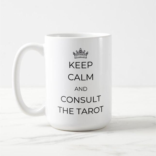 De Café Fique calmo e consulte a caneca do Tarot (Esquerda)