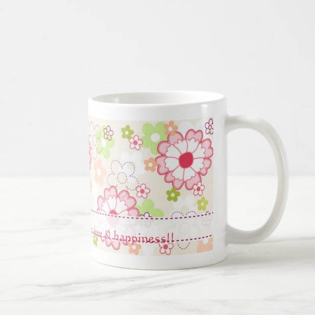 De Café Floral caneca flores coloridas (Direita)