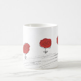 De Café Flores na caneca vermelha