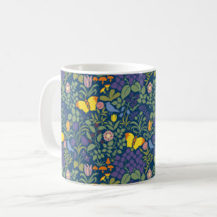 De Café Flores selvagens da Voysey, caneca azul escura