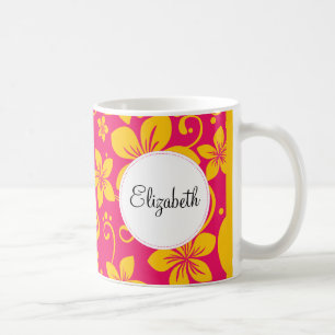 De Café Flores tropicais caneca personalizada