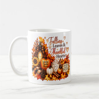 De Café Folhas Caindo & Corações Agradecidos | Caneca Acon