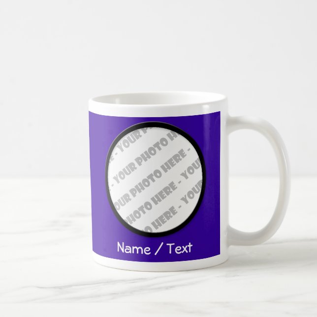 De Café Foto do índigo & caneca redondas do texto - criar (Direita)