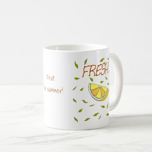 De Café Fruta é verão Caneca Minimalista Fofa (Frente Esquerda)