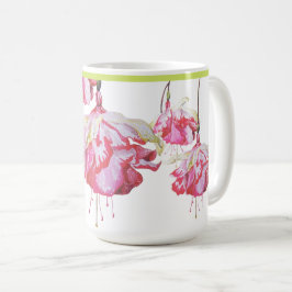 De Café Fuchsias exóticas numa caneca clássica