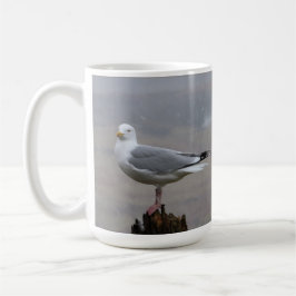 De Café Gaivota em Pé Nevando Adicionar Texto Caneca