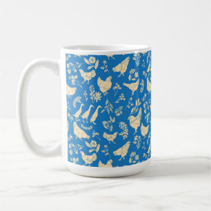 De Café Galinhas e Patos na Caneca Azul Clássica